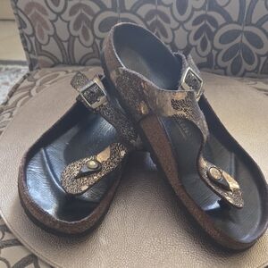 Birkenstock Brown and Black Snake Print Sandals